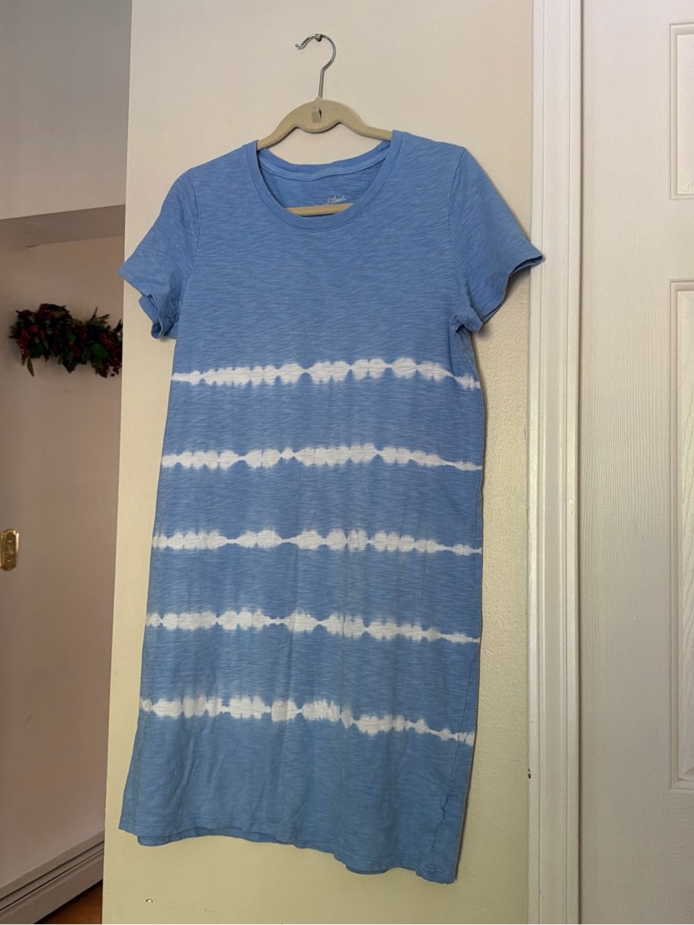 Blue Tie-Dye Short Sleeve T-Shirt Dress